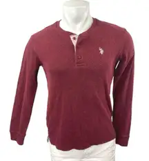 U.S Polo Assn. Men's Red Slim Fit Henley Long Sleeve Sweatshirt Sweater Top Sz S