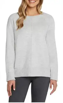 Max & Mia Light Gray Women's  Seamfront  Crew Neck Pullover Sweater