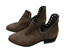 Gianni Bini Taupe Ankle Boots Silver Grommets Dip Sides