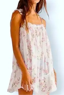 Free People Ivory Coquette Floral Ruffle Straps Tunic Mini Dress M