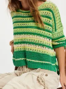#49 NWT Free People Madelyn Pullover in Enchanted Lime Combo