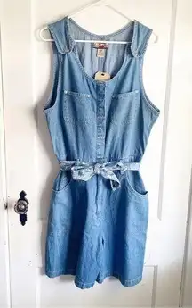 Gloria Vanderbilt Vintage 90s  Deadstock Denim Romper Jumpsuit Jean Shorts Belted