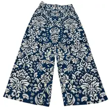 Rachel‎ Zoe Pants Womens Small Blue White Damask Print Wide Leg