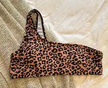 Leopard Print One Shoulder Bikini Top