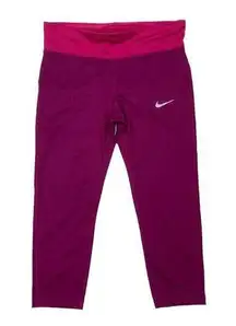 Nike New  Womens Dri-Fit Power Tight Running Legging Maroon Color Block Womens Lg