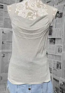 Vintage Alfani Metallic Silver Silk Blend Cowl Neck Tank Top Women's Medium