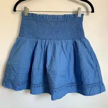 Aerie NWT American Eagle AEO Smocked Waist Crochet Skirt in Blue