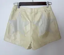Nasty Gal NWT Faux Leather Star Shorts Beige High Rise Women's Size‎ 2