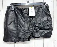 Sparkle & Fade Shorts Women 4 Black Leather Zip Back Outseam Detail Chic Goth