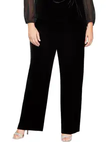 Gothic Whimsygoth Black velvet wide leg pants trousers slacks mid/high rise evening wear party office siren corporate-L.