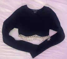 Long Sleeve Bling Crop Top