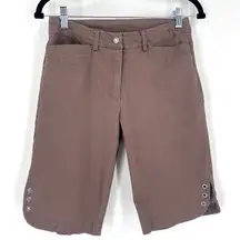 Lulu B Brown Capri Shorts Eyelet Detail Cotton Blend Women's Size 4‎