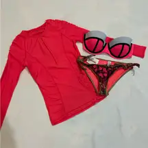NWT Victoria’s Secret Bikini Aerie Swim Bundle Hot Neon Pink Floral 32DD / 32E