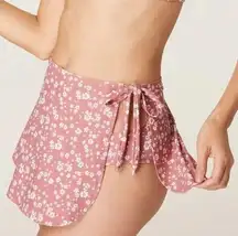 NWT Andie Ditsy Floral Rose Sarong Swim Cover Up Side Tie Bottom S Pink #3018