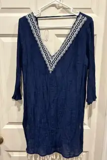 Kona‎ Sol Navy Tasel VNeck Swim Cover Up Size Large
