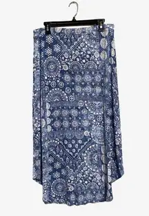 Chico's Womens Size 2 Blue White Floral Patchwork Skirt