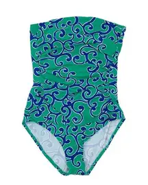 Tommy Bahama Women's One Piece Strapless Tummy Control Swimsuit Green Size 4