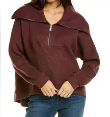 Sweaty Betty Restful Boucle Half  Zip Sweatshirt Pullover Top Burgundy US 8