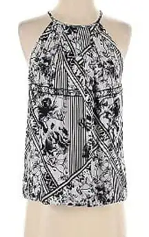 Amanda Uprichard 100% Silk Floral Black White Women's Sleeveless Buttons‎ sz M