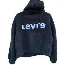 Levi’s Anna Spell Out Logo Teddy Sherpa Logo Hoodie Sweatshirt Small