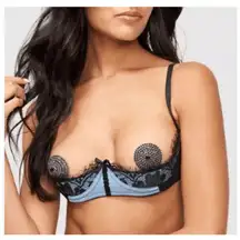 Fredericks of Hollywood Lux Women's Size 14 Underbust Underwire Bra Light Blue