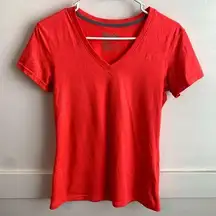 Nike Dri-Fit Orange V-Neck Regular Fit Short Sleeve Shirt