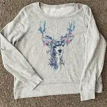 Aeropostale Sweatshirt Women’s XL Gray Free State Darling Deer Artsy Soft Y2K