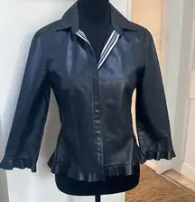 BCBGMaxazria Black Leather Jacket Size Small