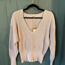 Free People Allure Ribbed pullover v-neck sweater - Lavender - Size Small