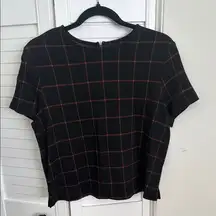 NWT Boxy Black and Orange Blouse with Grid Pattern
