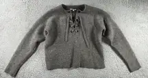 Madewell‎ Merino Wool Lace Up Sweater Women Medium Pullover Long Sleeve Y2K