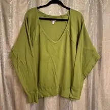 Free People Santa Clara Waffle Dolman Thermal Ferngully Green Top Large