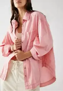 We The Free Happy Hour Solid Buttondown Shirt Pink