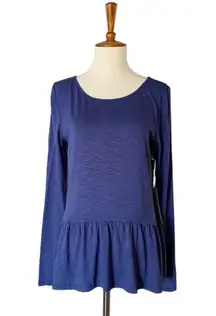 Southern Tide Long Sleeve Ruffle Hem Top Size Small Blue