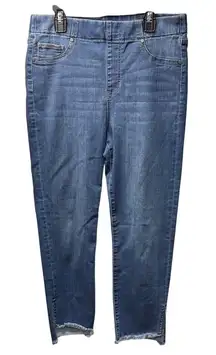 Liverpool Los Angeles The Skinny Crop Jeans Medium Wash Frayed Hem Women's 10/30