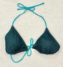 No Boundaries Teal and Black Mesh Bikini Top - Size: Extra Large