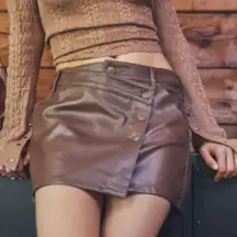 Free People Wynne Vegan Mini Skirt in Chocolate Fondant 24