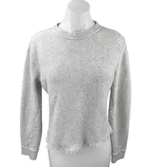 Steven Alan Light Gray Knit Cozy Crew Neck Raw Hem Pullover Sweater Top Size S