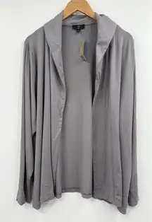 J Crew 365 Gray Cardigan Sweater Drape Collar 2X Modal Blend