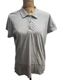 Anne Klein Sport Polo Shirt‎ Top Heather Gray Button Up Short Sleeve XL