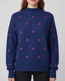 Truth by Republic Navy with Hearts Mock Neck Sweater NWT