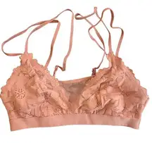 NWT Auden lace bralette adjustable straps lace strappy bra XS light peach color