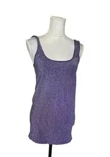 Tees By Tina Sparkly Purple Top Stretchy Scoop Neck Shimmery Layering Piece NWOT
