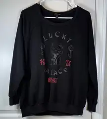 Torrid Black Sweatshirt Lucky Cat Palace Size 00 (Med/Large) GUC #5863