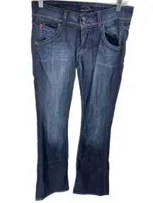 Hudson Women's Cotton Stretch Dark Wash Wide Leg Jeans Blue Collin flap 27