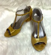 Milk & Honey Gold T Strap Leather Heels Size 7.5 A10