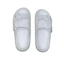 Rouge White Double Strap Slides