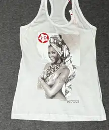 Fiorucci x Naomi Campbell Scoop Neck White Tank Top Womens Size Small