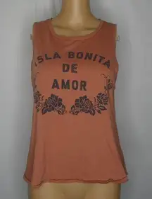 Amuse Society Isla Bonita De Amor Muscle Tank Top Cute Island of Love Graphic