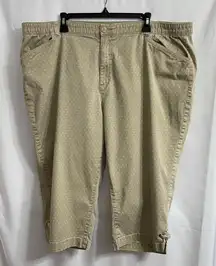 Catherines 2X Tan Star Print Cropped Chinos Relaxed Fit Summer Resortwear